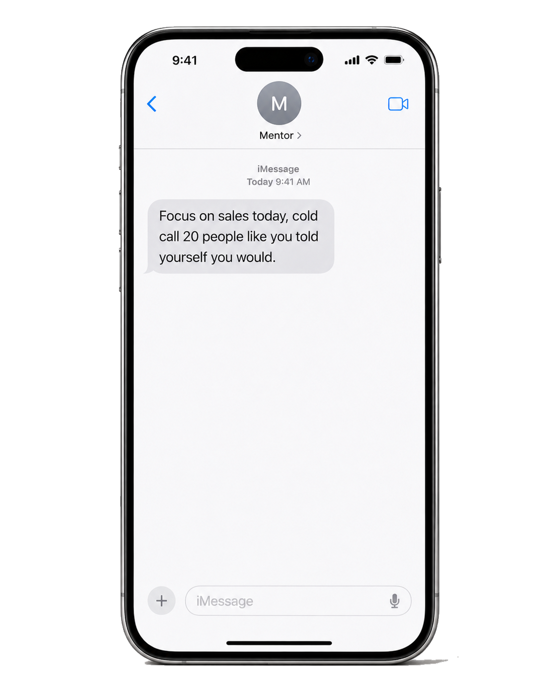 An iPhone showing a Mentor reminder text.
